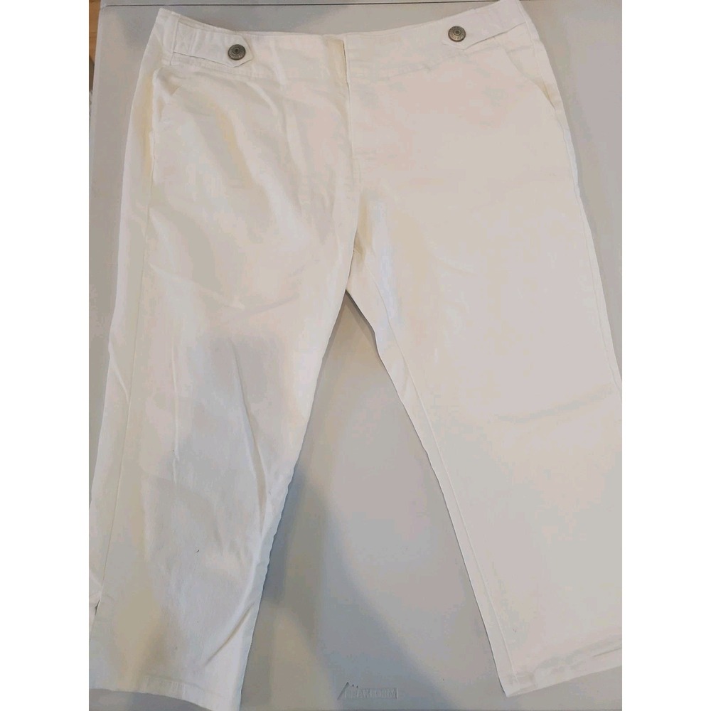 Levi Strauss Signature Capri Pants Womens 18 White Stretch Mid Rise Cotton